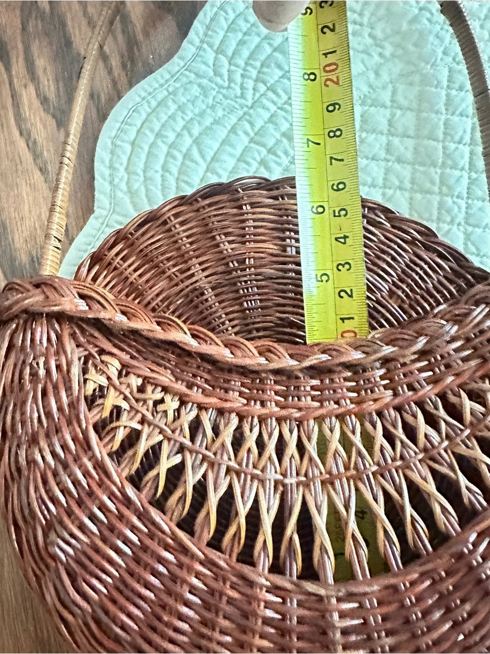 Vintage wicker rattan wall pocket baskets set of 2